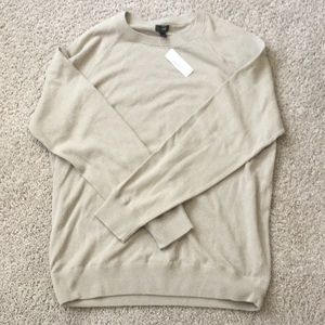 J. Crew Cotton Crewneck Field Sweater tan cream